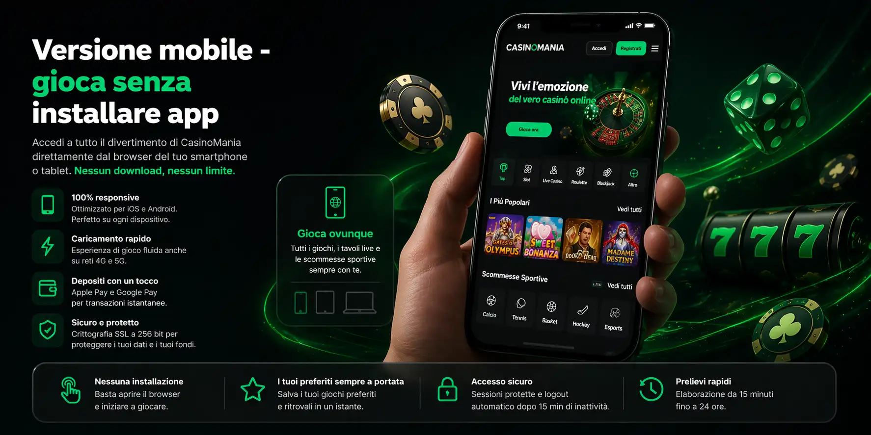 Versione mobile CasinoMania